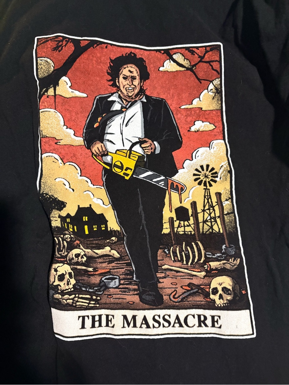 The Texas Massacre Horror Leatherface Graphic Black T-Shirt Size -Adult Size XL